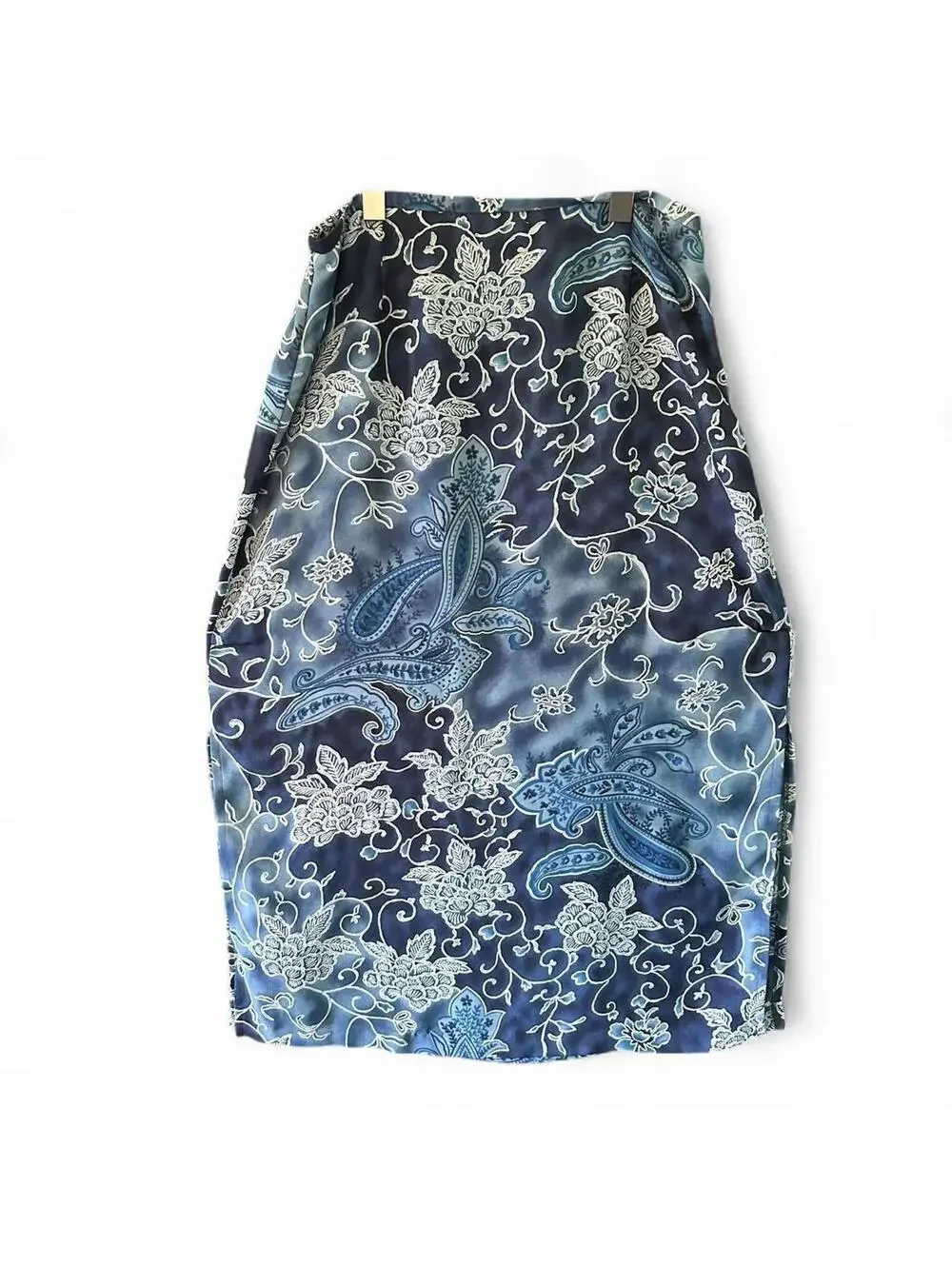 Vintage REQUIREMENTS Blue & White Floral Paisley Maxi Skirt - Size L